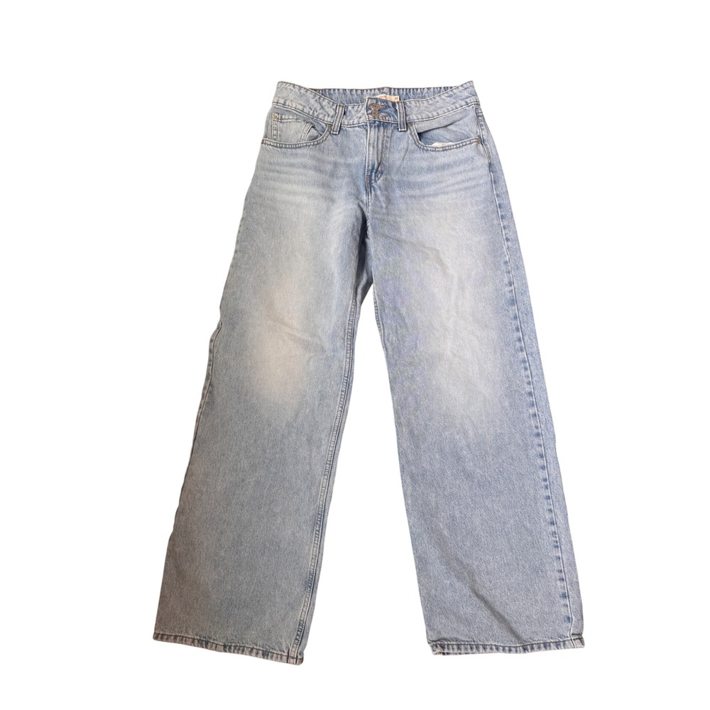 Levis Superlow Flare Jeans Light Wash Blue Double Button Low Rise W30 L32